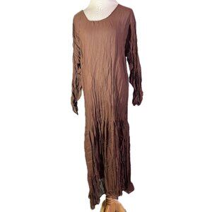 Sandi Kent OS? Brown Crinkled Pullover Dress Sheer